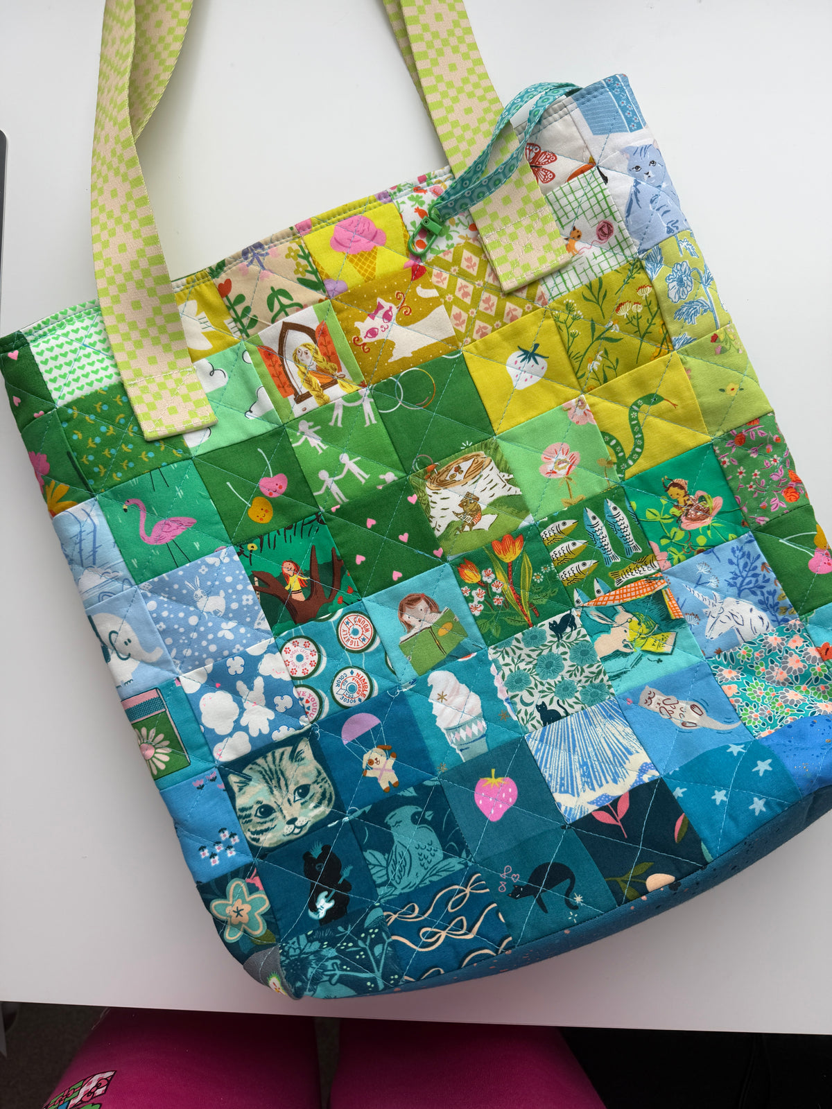 Patchwork Squares Tote Bag - 16 x 16 x 3.5