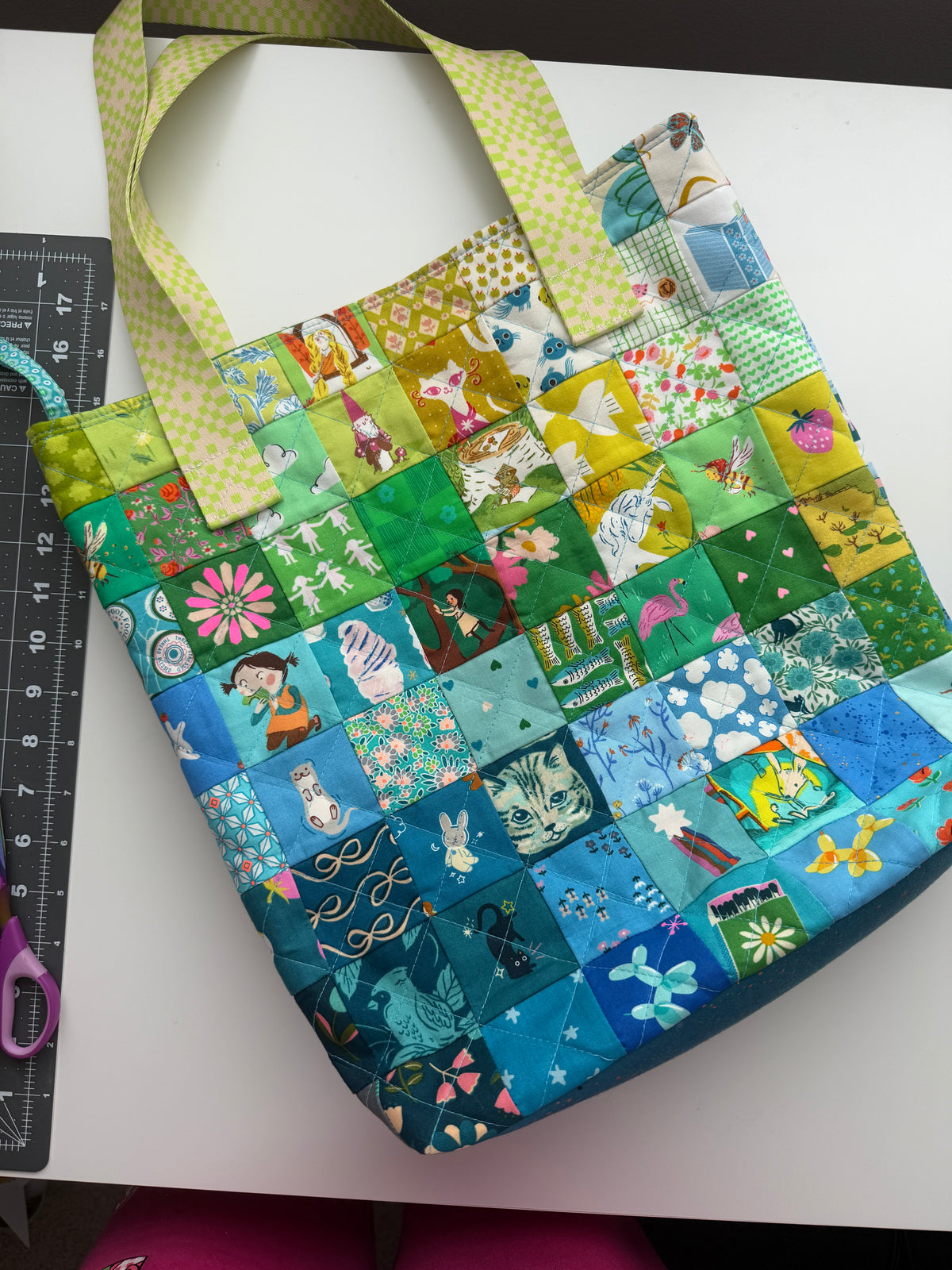 Patchwork Squares Tote Bag - 16 x 16 x 3.5