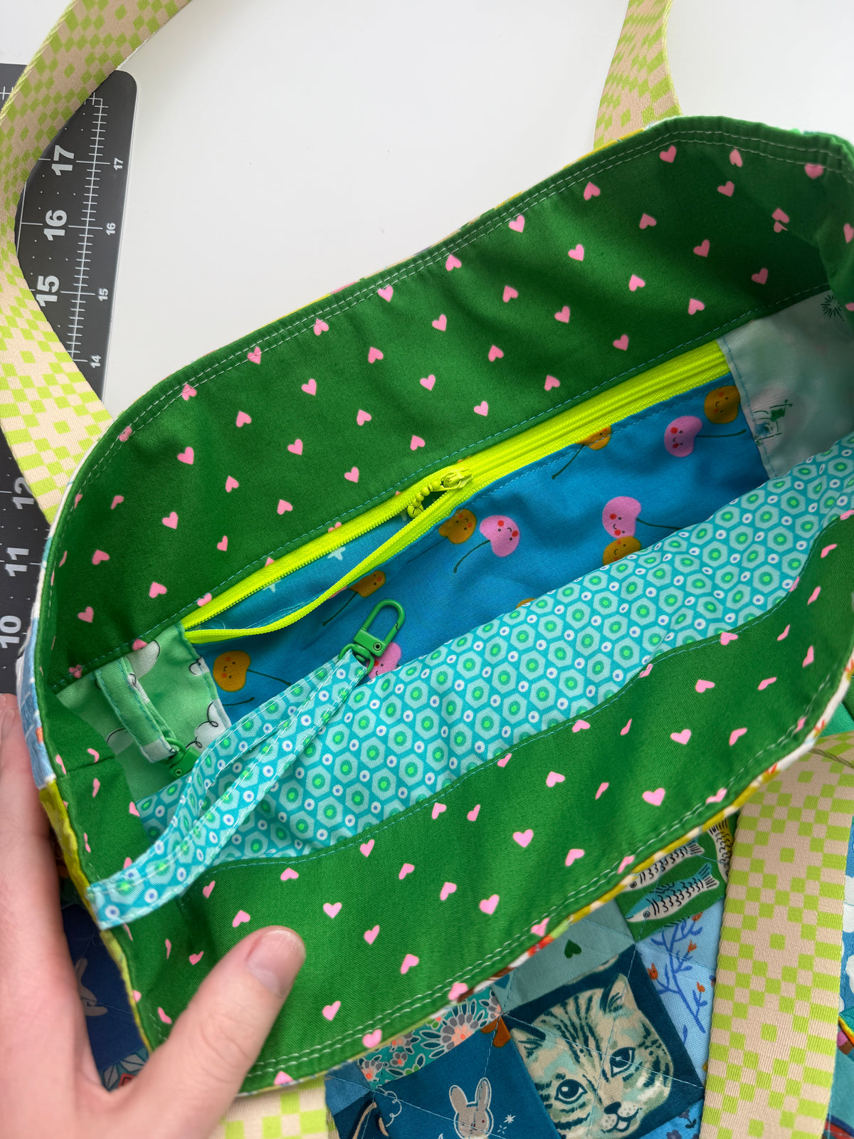 Patchwork Squares Tote Bag - 16 x 16 x 3.5