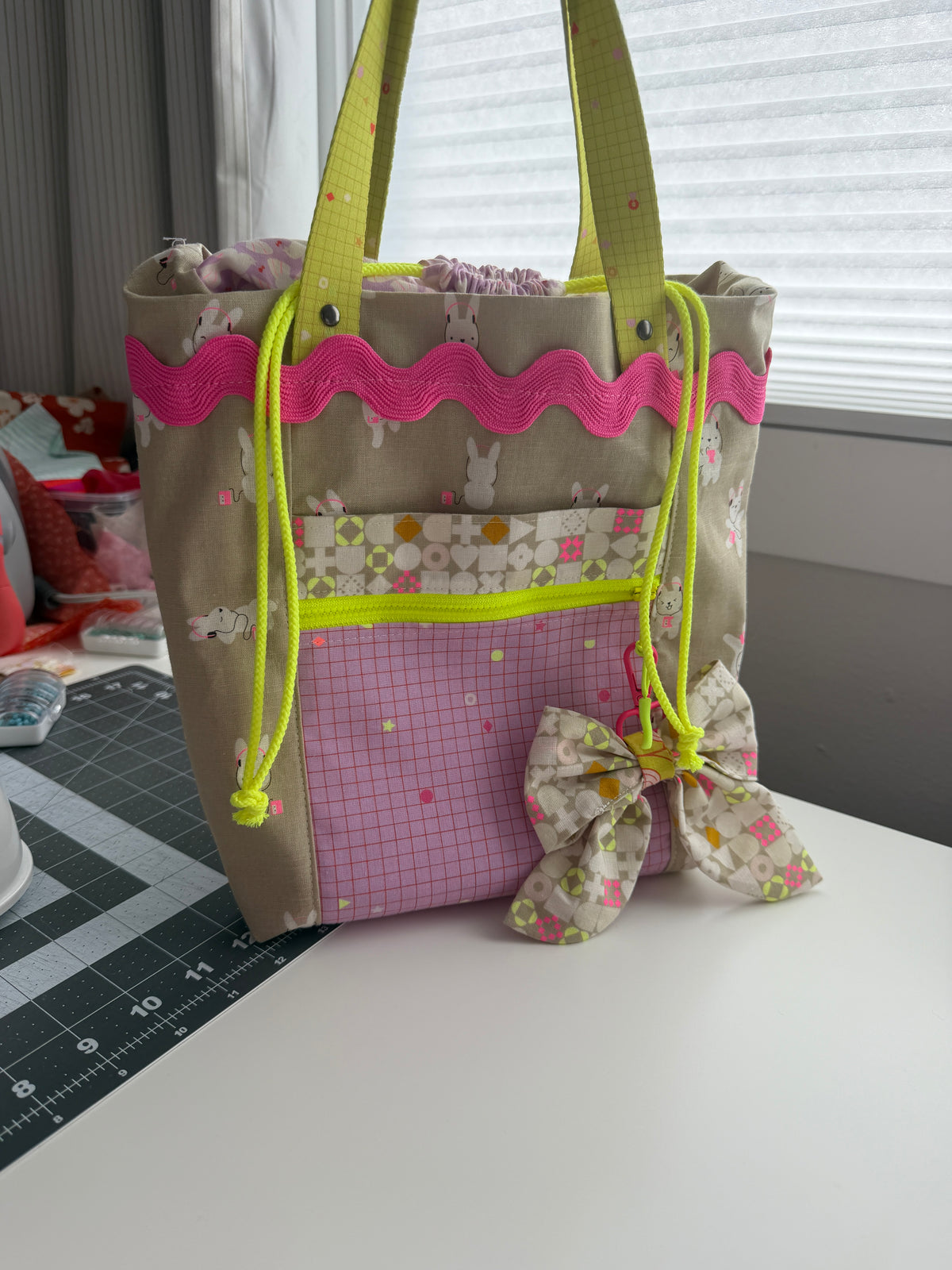 Lofi Linen Small Project Bag - 12" wide x 11 ½" tall x 5” deep