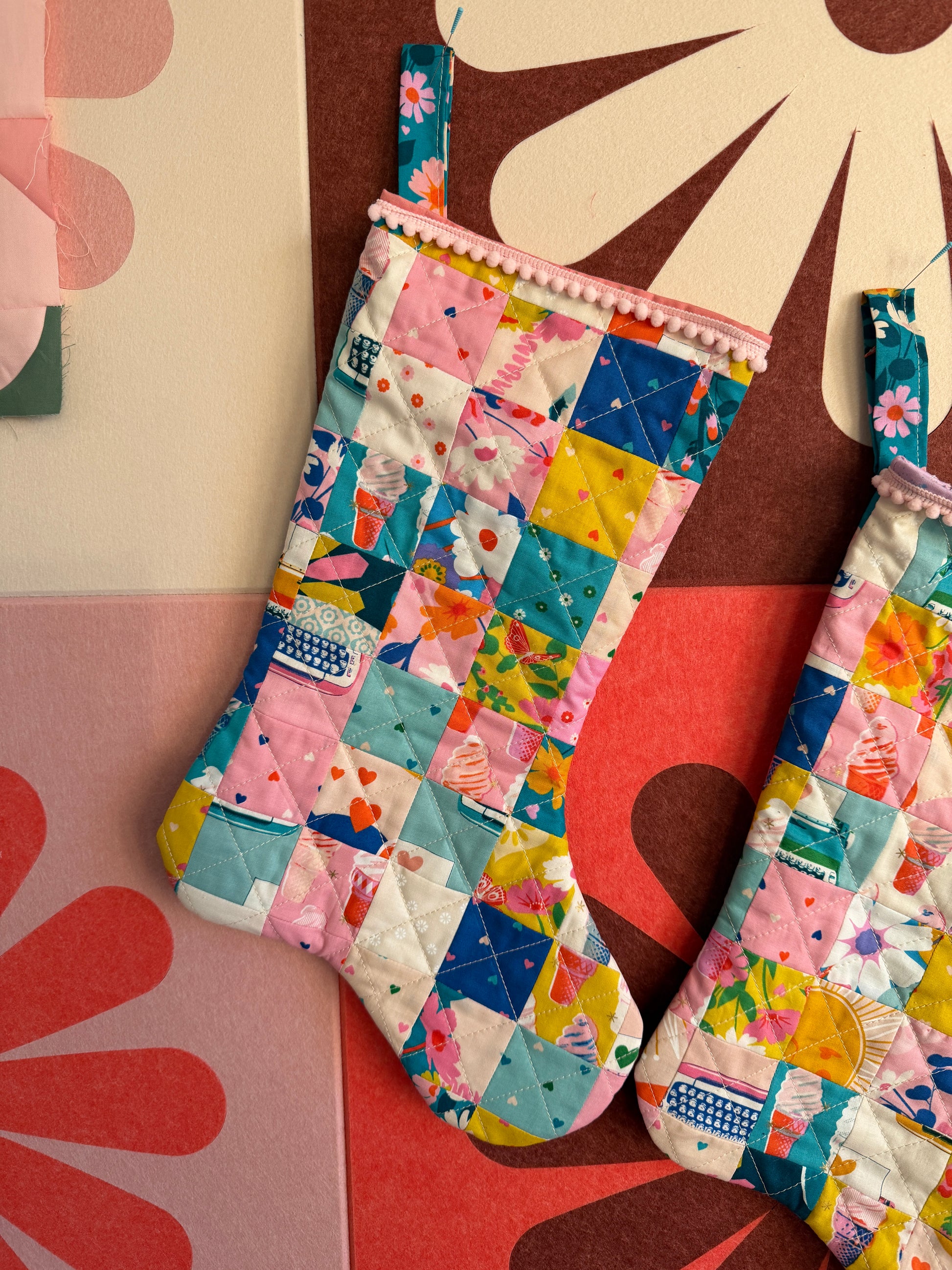 Best Day Ever Christmas Stocking 1 - Pink Binding - Medium