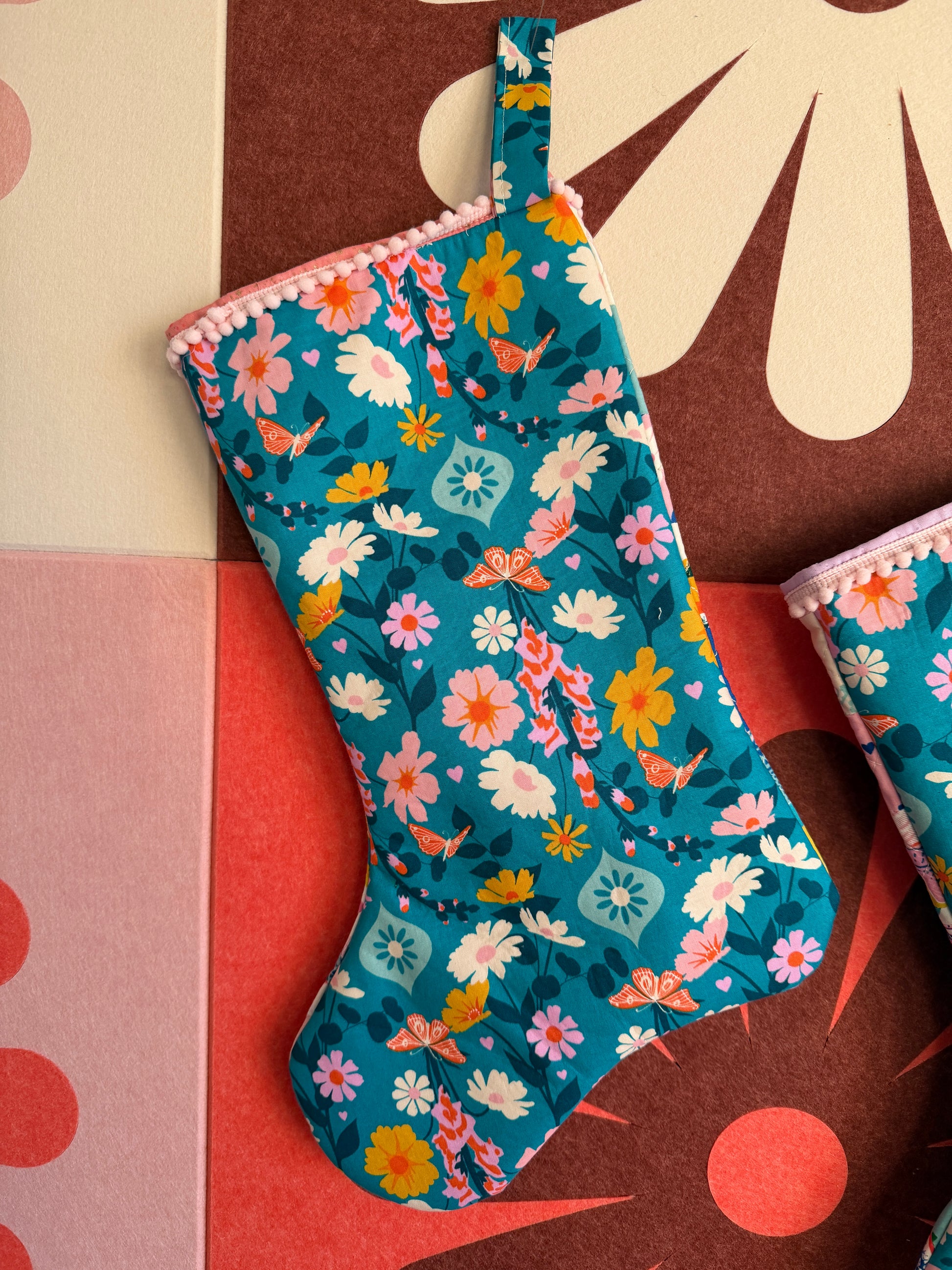 Best Day Ever Christmas Stocking 1 - Pink Binding - Medium