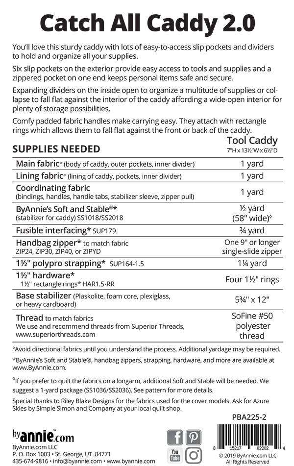 Catch All Caddy 2.0 - Patterns by Annie - Paper Printed Pattern