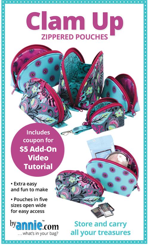 Clam Up Zippered Pouches - Patterns by Annie - Paper Printed Pattern