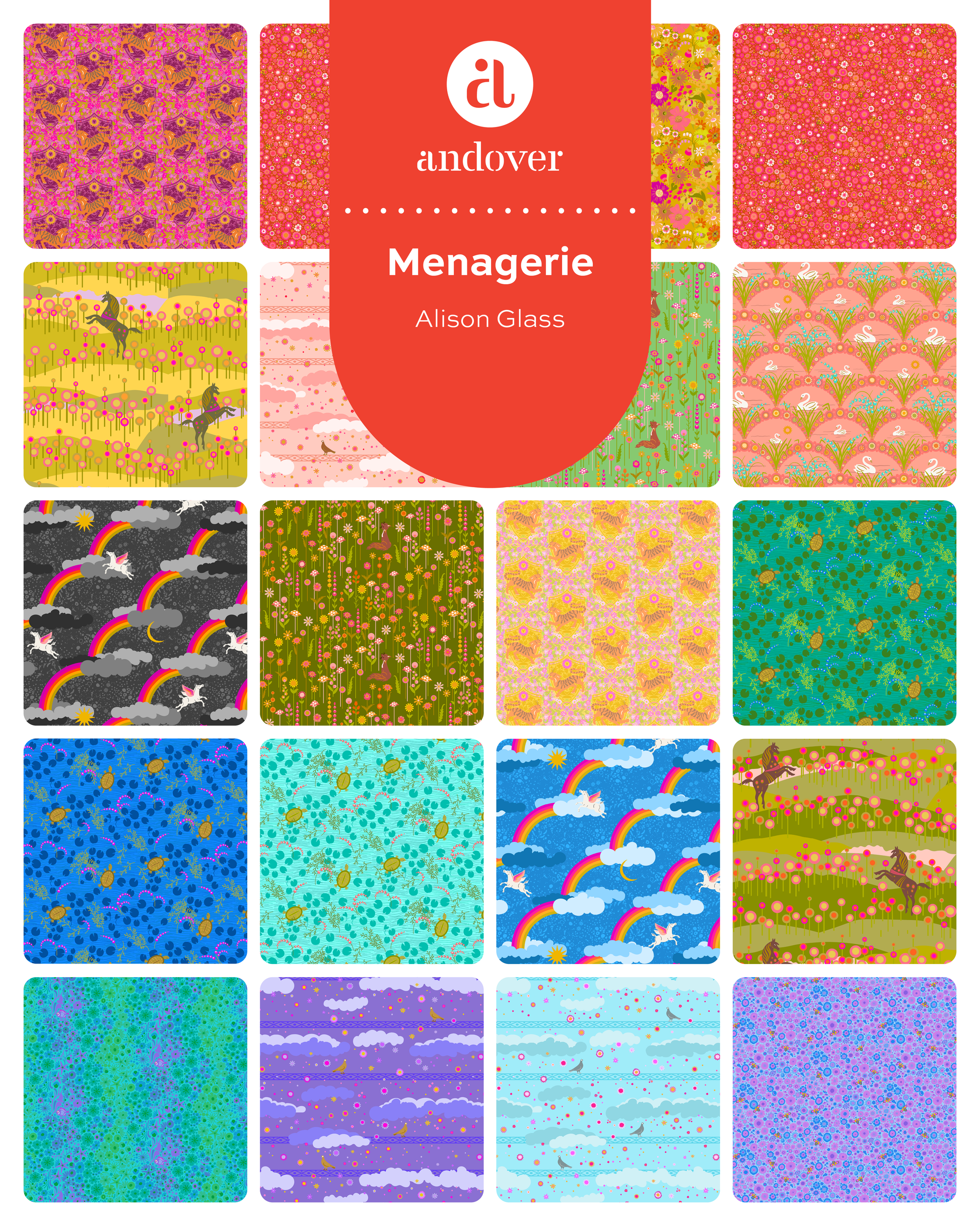 PREORDER - One Yard Bundle - Menagerie by Alison Glass - Andover