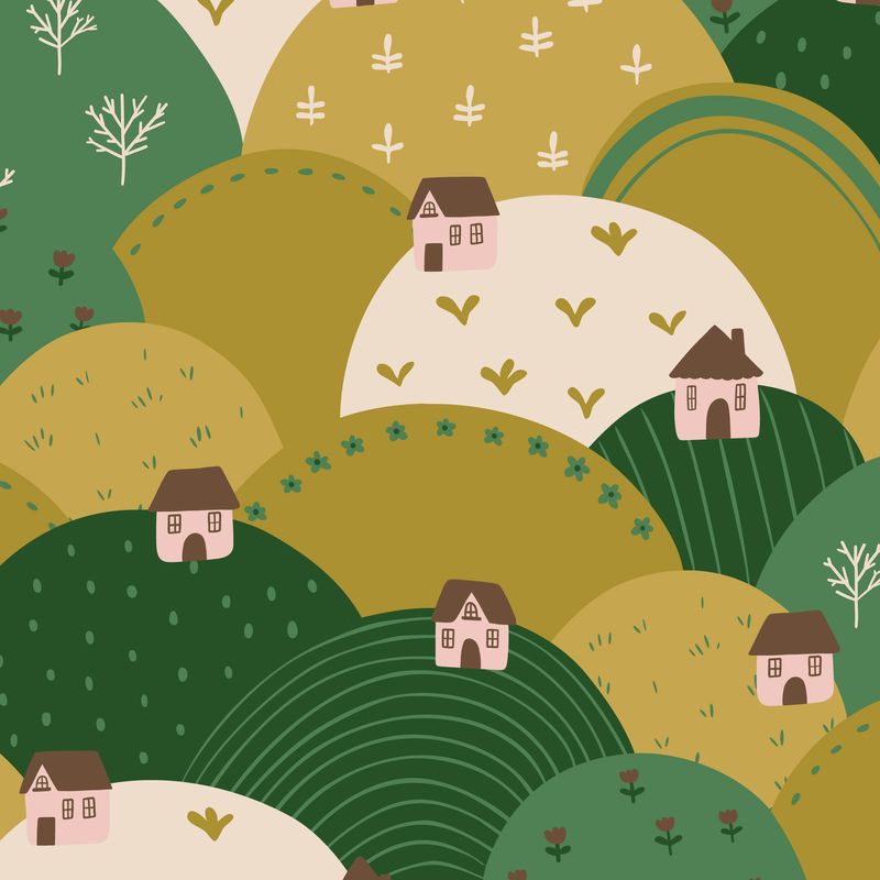 Patchwork Hills - Green/Olive - It Was the 70s - Cloud9