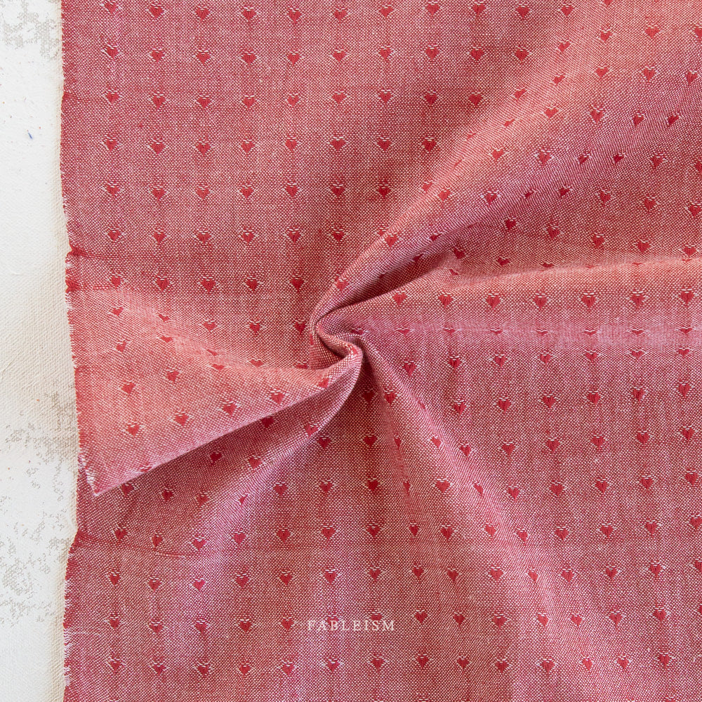 Woven - Dobby Hearts - Cherry - 55" Wide - Fableism