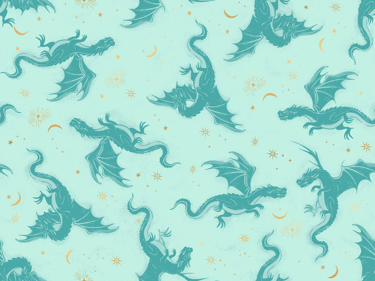 Etched Dragons - Mint - Metallic  - FIREGLOW - RUBY STAR SOCIETY