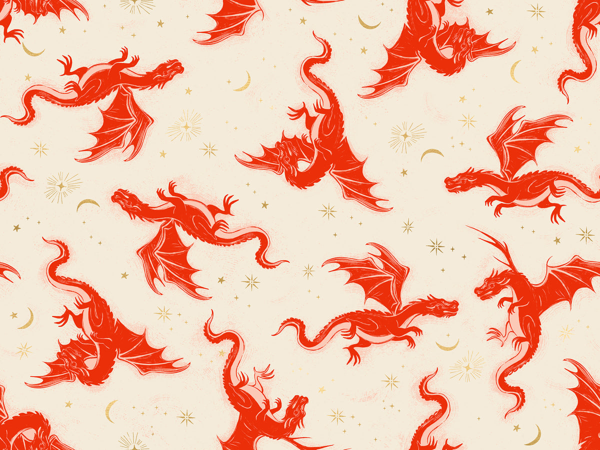 Etched Dragons - Poinsettia - Metallic  - FIREGLOW - RUBY STAR SOCIETY