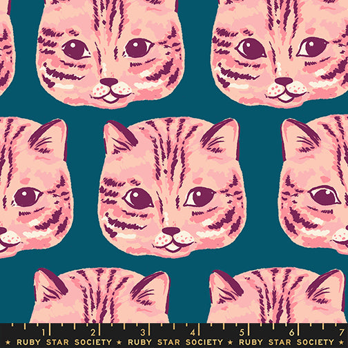 PREORDER - Meow Meow - Warm Teal - CANVAS - Oops! All Cats - Ruby Star Society