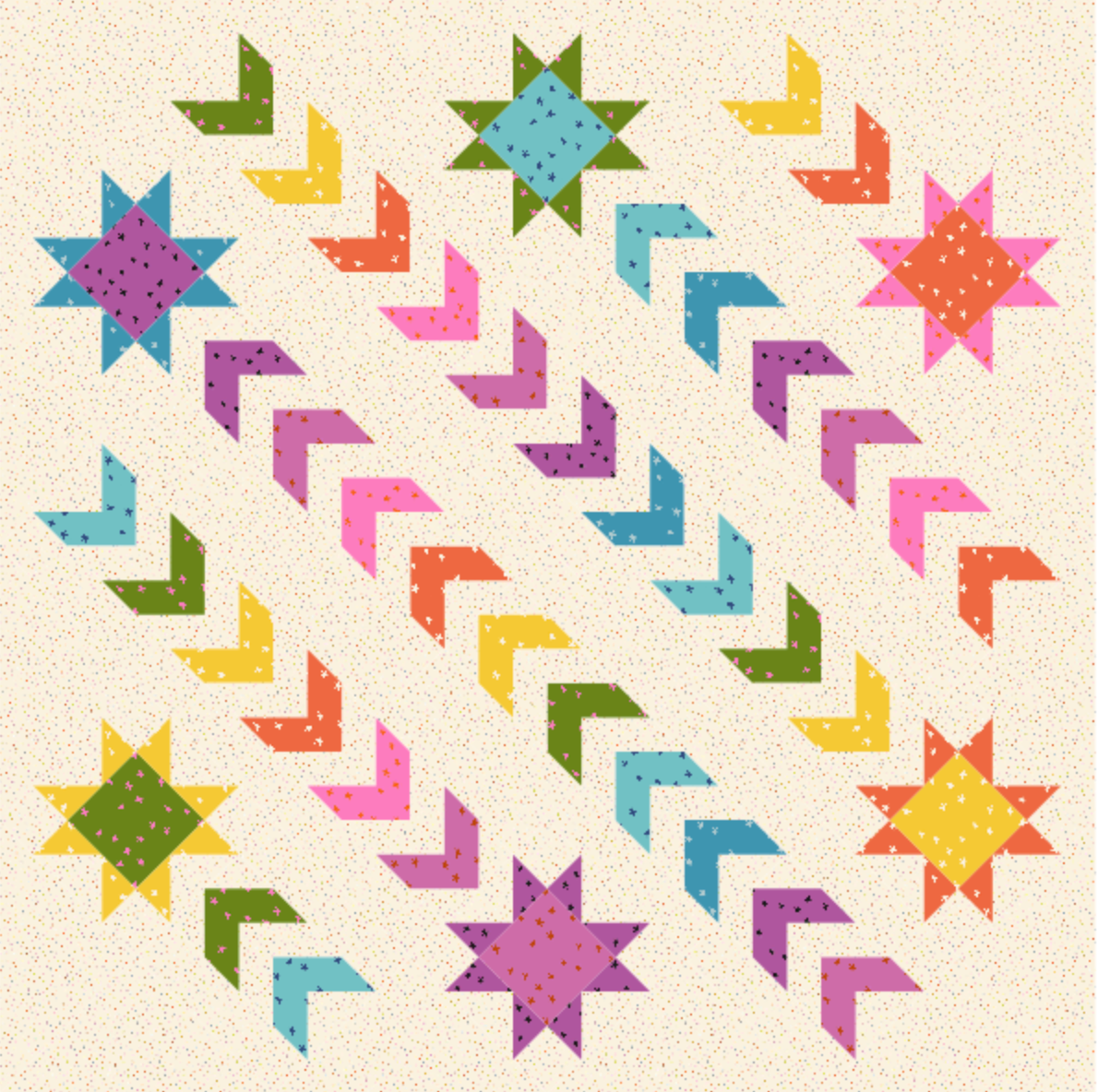 Coming Soon! Sign Up to be Notified! Petrova Quilt Kit - Baby Size 45"x45" - Light Starry Version
