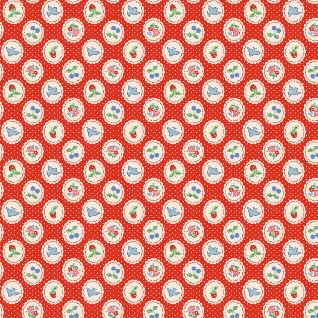 Chirp & Charm - Red - Bluebells & Buttercups - Poppie Cotton