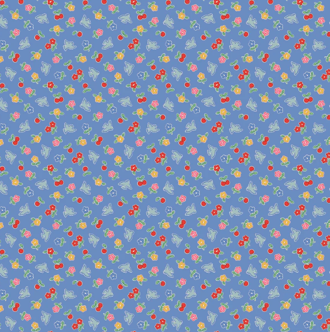 Cheery Bluebird - Periwinkle - Bluebells & Buttercups - Poppie Cotton