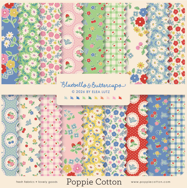 Half yard bundle - Bluebells & Buttercups - Poppie Cotton - 18 Pieces