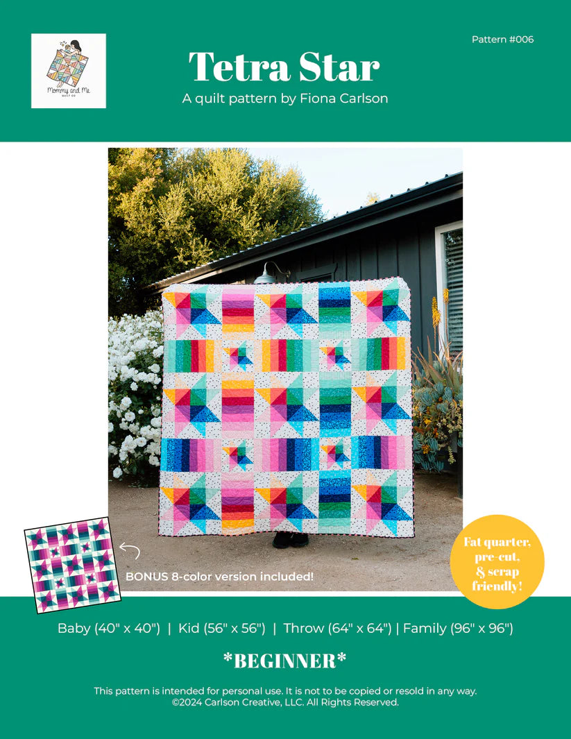 Rainbow Tetra Star Quilt Kit - Throw Size