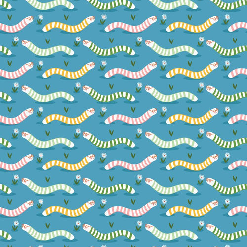 1 yard - end of bolt - Wise Worms - Bookworm - Cloud9
