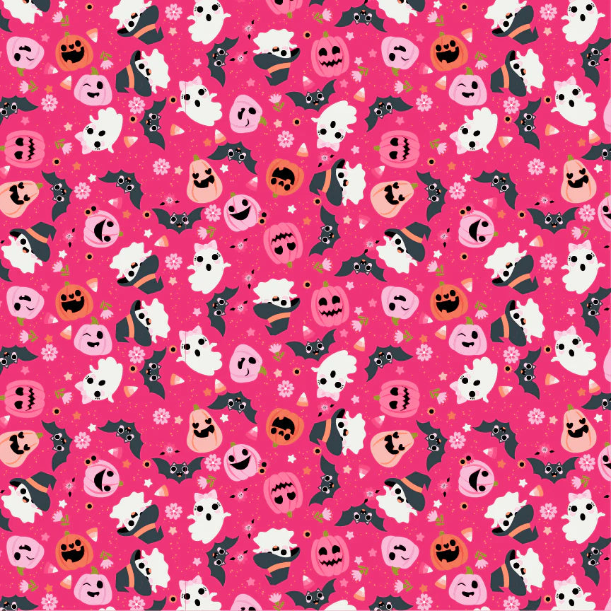 Poppie Cotton - Not Scary - Going Batty - Pink