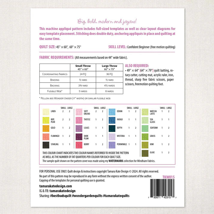 Best Buds Quilt Pattern - Tamara Kate Designs - Paper Printed Pattern