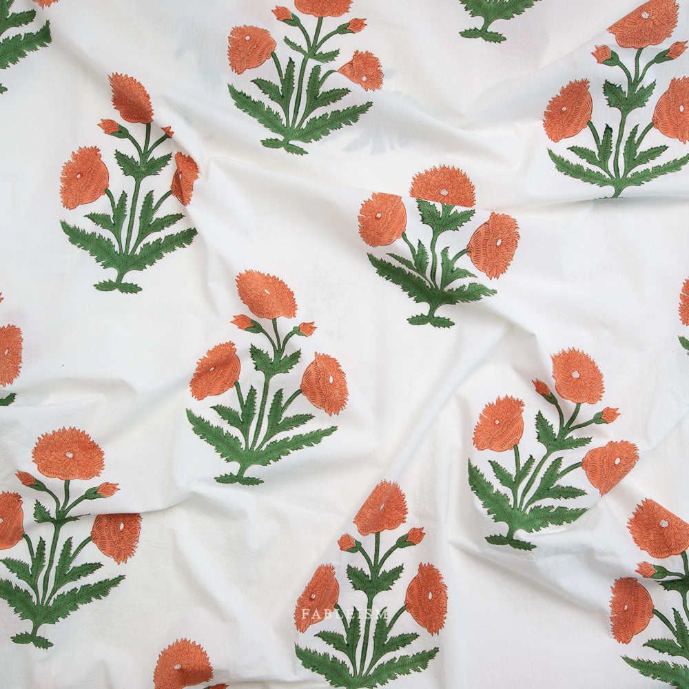Boho Floral in Sienna - Indian Block Prints - Fableism