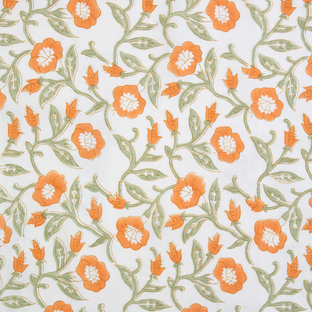 Trumpet Vines in Sage - Indian Block Prints - Fableism