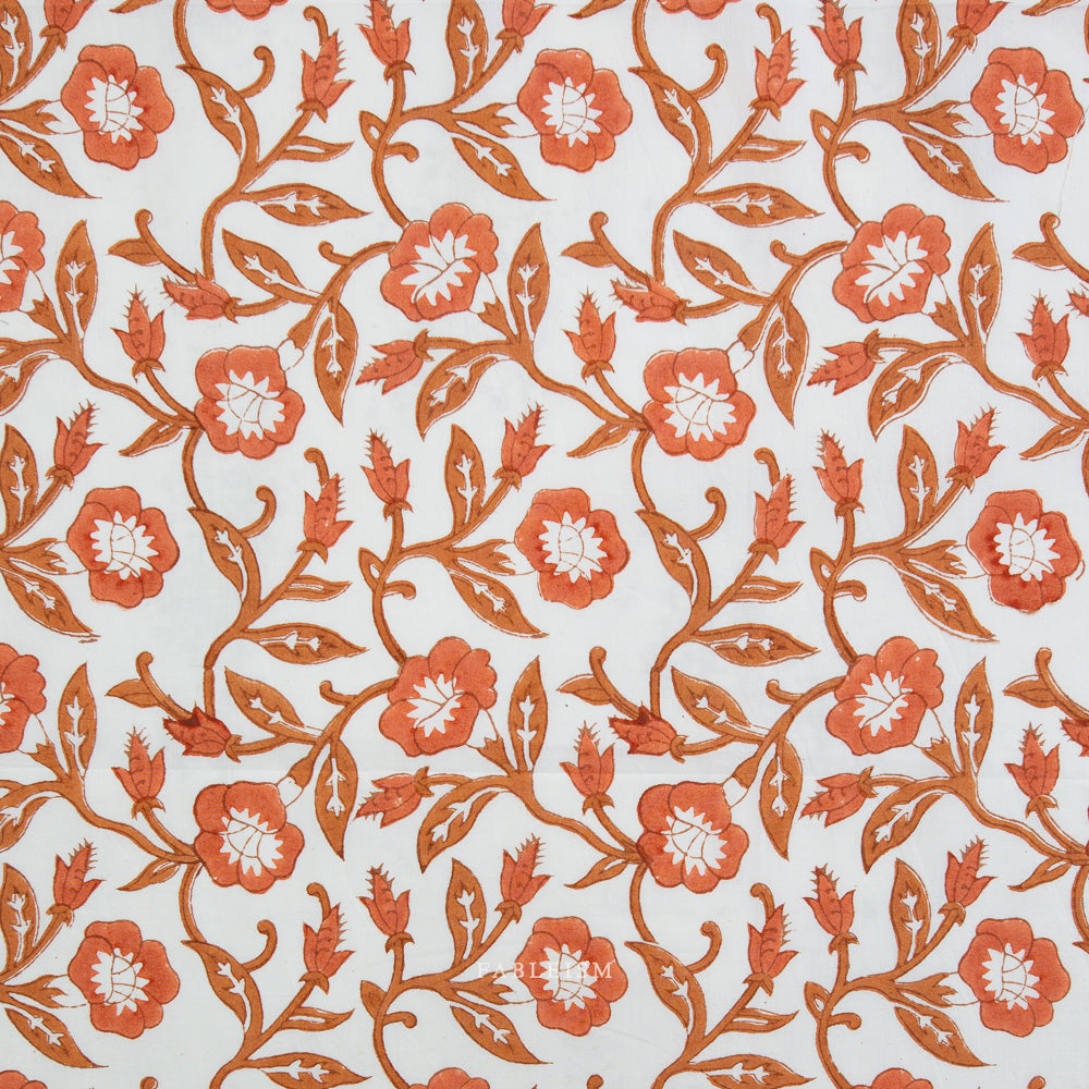 Trumpet Vines in Sienna - Indian Block Prints - Fableism