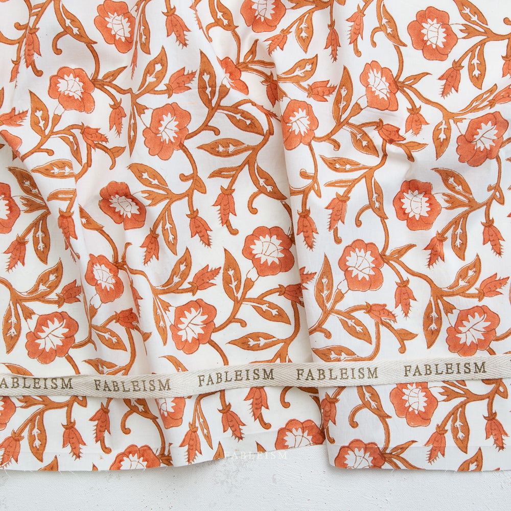Trumpet Vines in Sienna - Indian Block Prints - Fableism