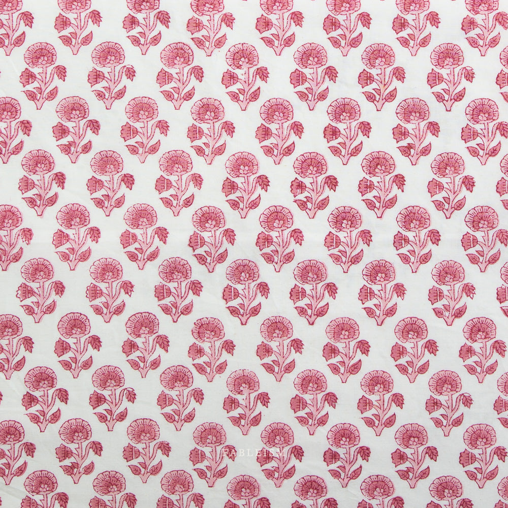 Stamp Floral in Pink - Indian Block Prints - Fableism