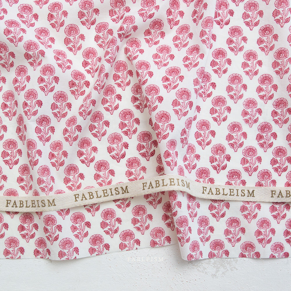 Stamp Floral in Pink - Indian Block Prints - Fableism