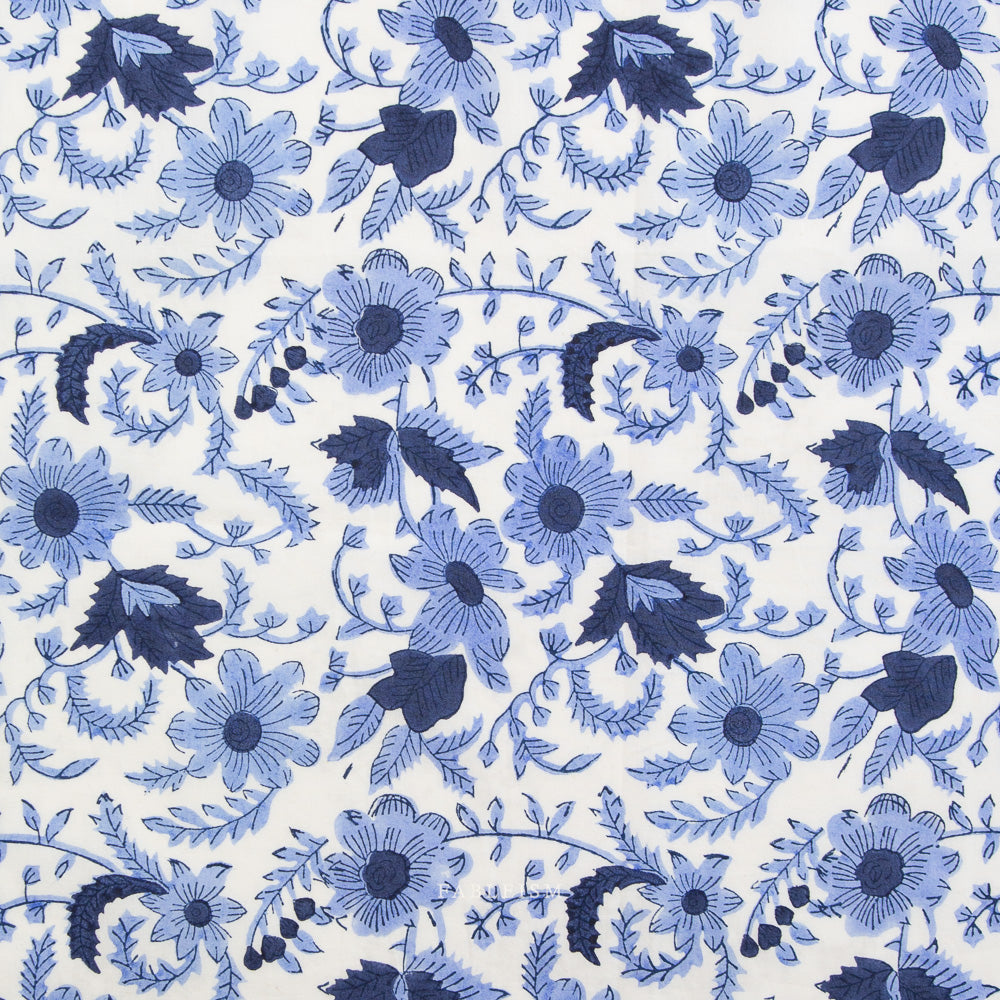 Country Floral in Blue - Indian Block Prints - Fableism