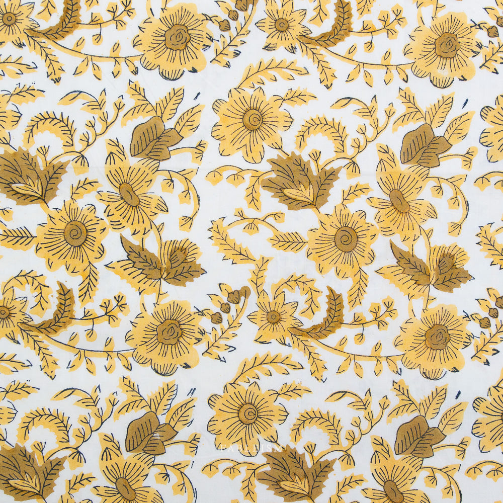 Country Floral in Yellow - Indian Block Prints - Fableism