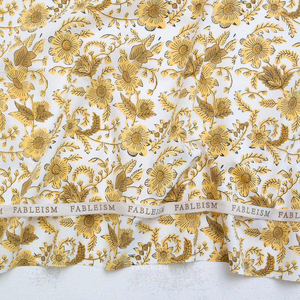 Country Floral in Yellow - Indian Block Prints - Fableism