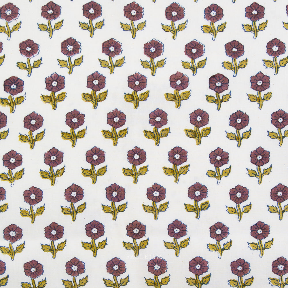 Flowerling in Eggplant - Indian Block Prints - Fableism