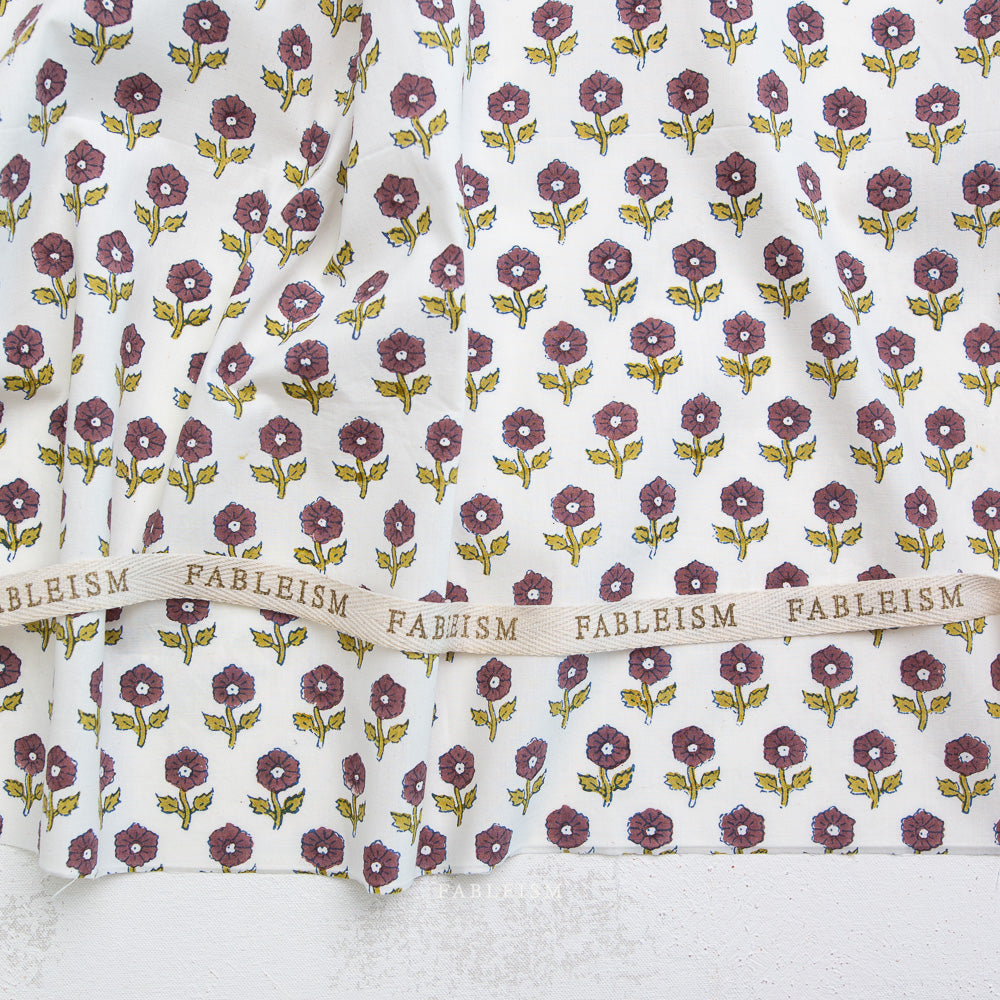 Flowerling in Eggplant - Indian Block Prints - Fableism