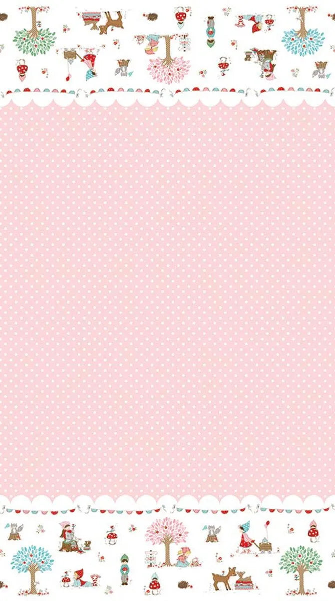 Whimsical Woodland - Border Print - Pink - Tasha Noel for Riley Blake Designs