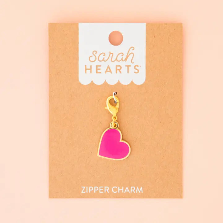 Pink Heart Removable Zipper Charm