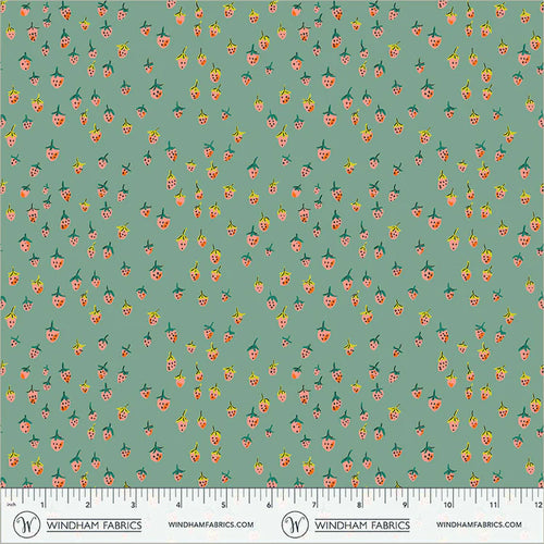 1 yard - end of bolt deal - HEATHER ROSS FAVORITES - FIELD STRAWBERRIES - TEAL