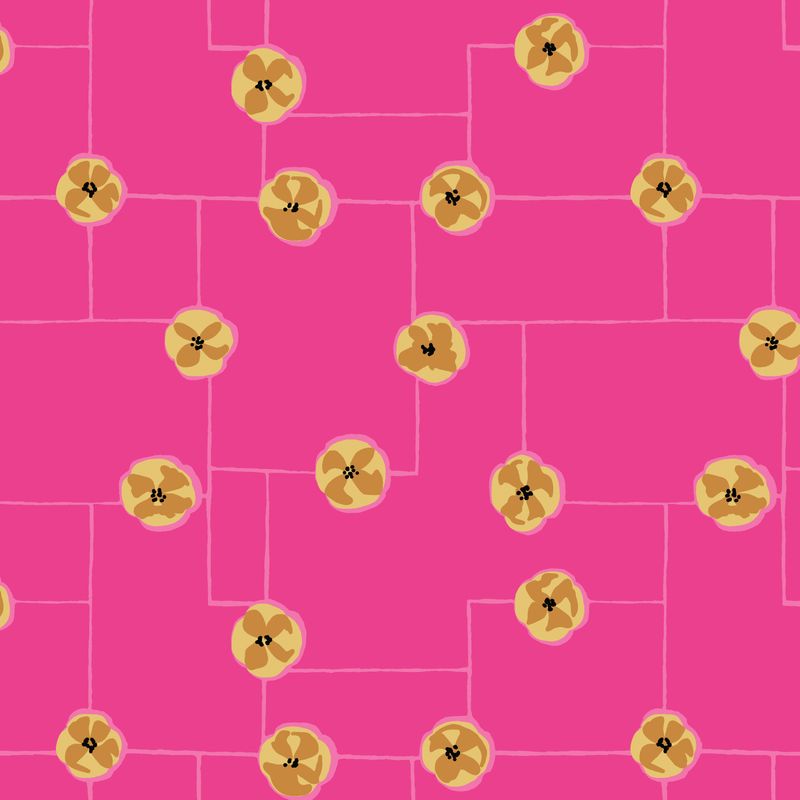 Floral Grid - Fuchsia - Summer Sun - Cloud9