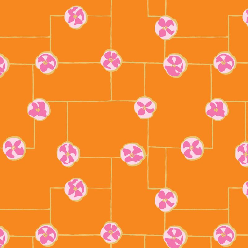 Floral Grid - Orange - Summer Sun - Cloud9