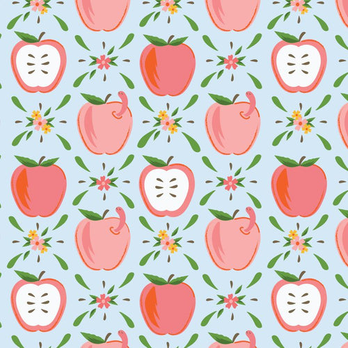 1 yard - end of bolt deal - Apples & Wiggles - Bookworm - Cloud9