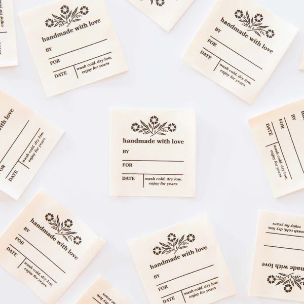 Vintage Handmade with Love Organic Cotton Write in labels - Sarah Hearts