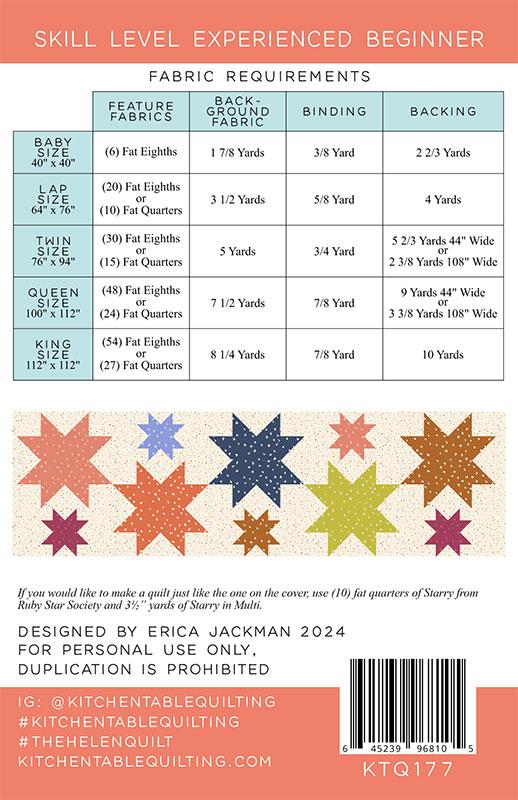 The Helen Quilt Pattern - Printed