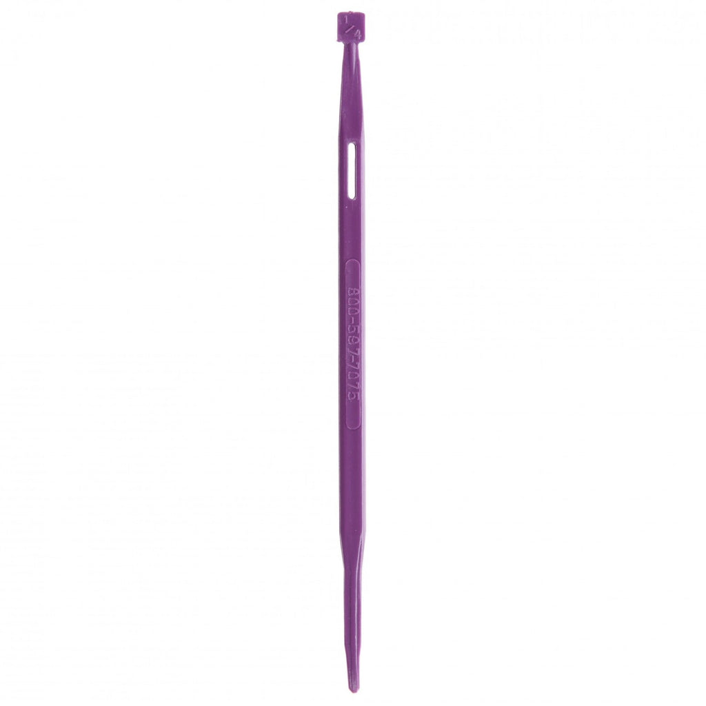 Purple crochet hook on a white background
