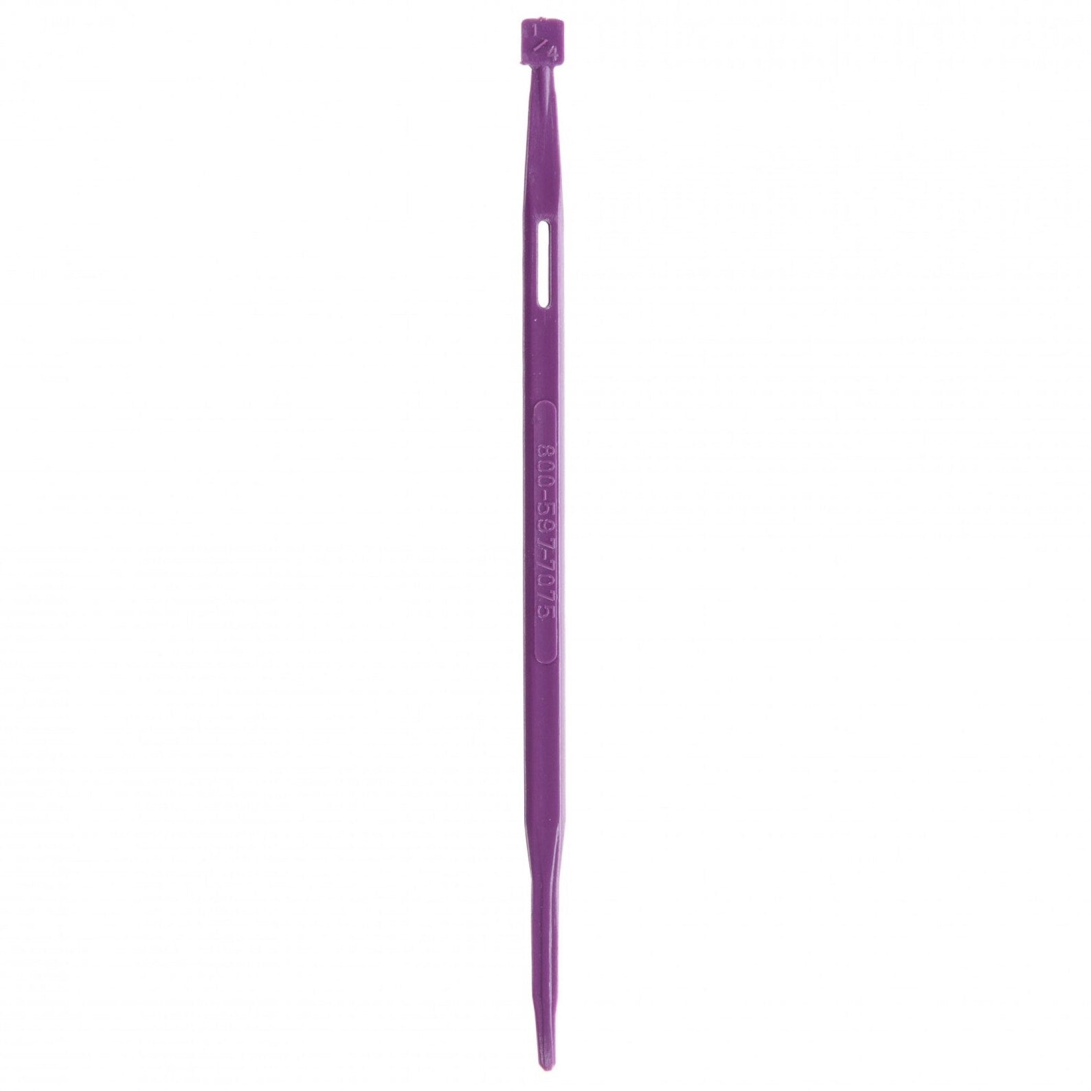 Purple crochet hook on a white background