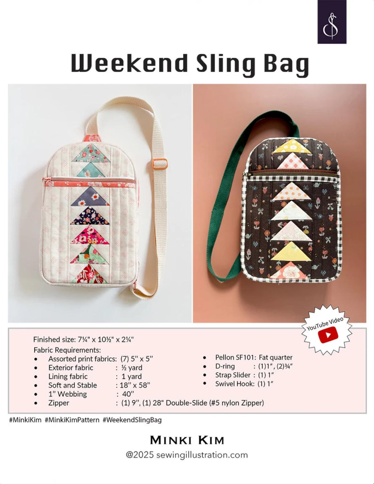 Weekend Sling bag by Minki Kim Sewing Illustration - Paper Printed Pattern