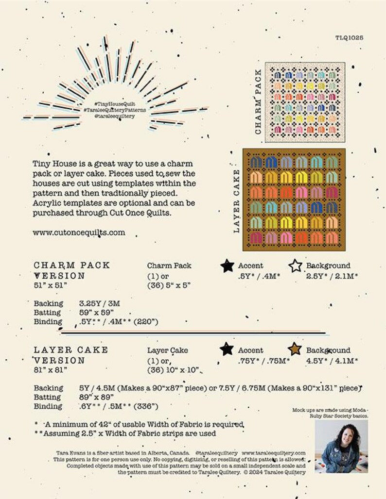 Tiny Houses - Tara Lee Quiltery - Printed Pattern