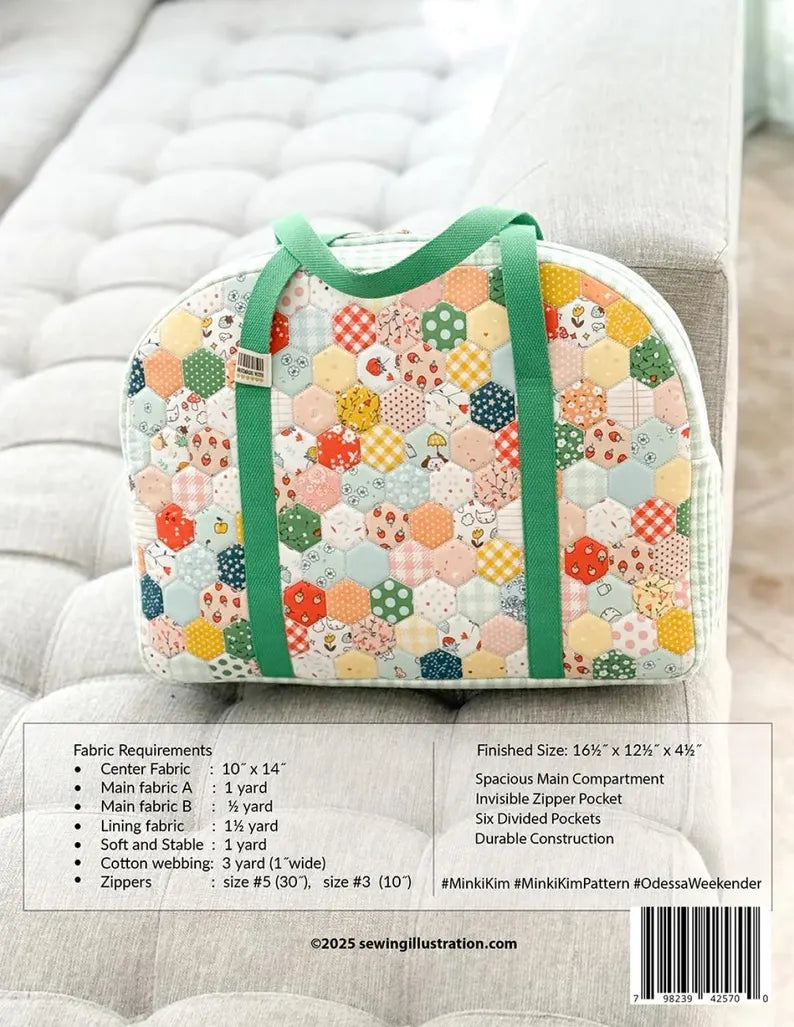 Odessa Weekender Bag Pattern by Minki Kim Sewing Illustration - Paper Printed Pattern