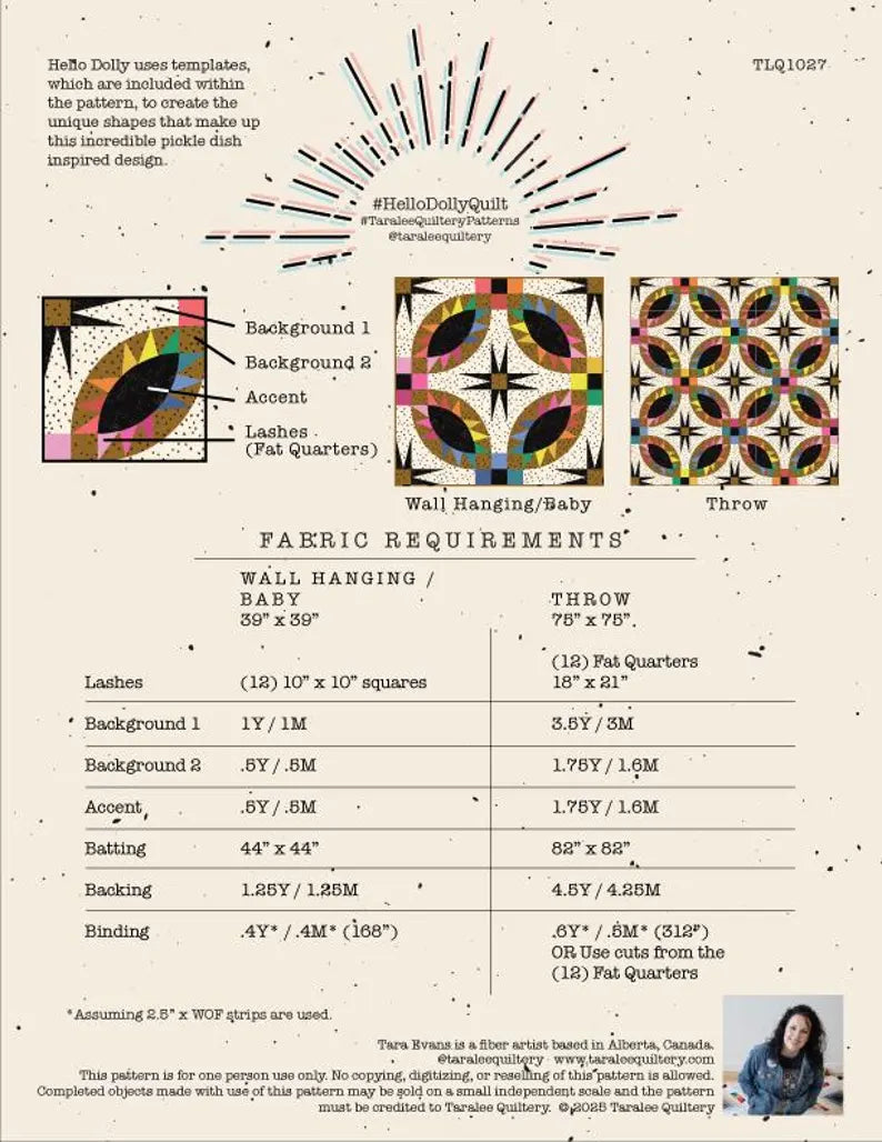 Hello Dolly - Tara Lee Quiltery - Printed Pattern