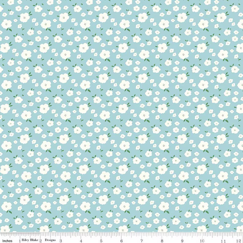 64" Cut - End of Bolt Deal - Floral in Powder Blue - Serendipity 2 - Minki Kim for Riley Blake Designs