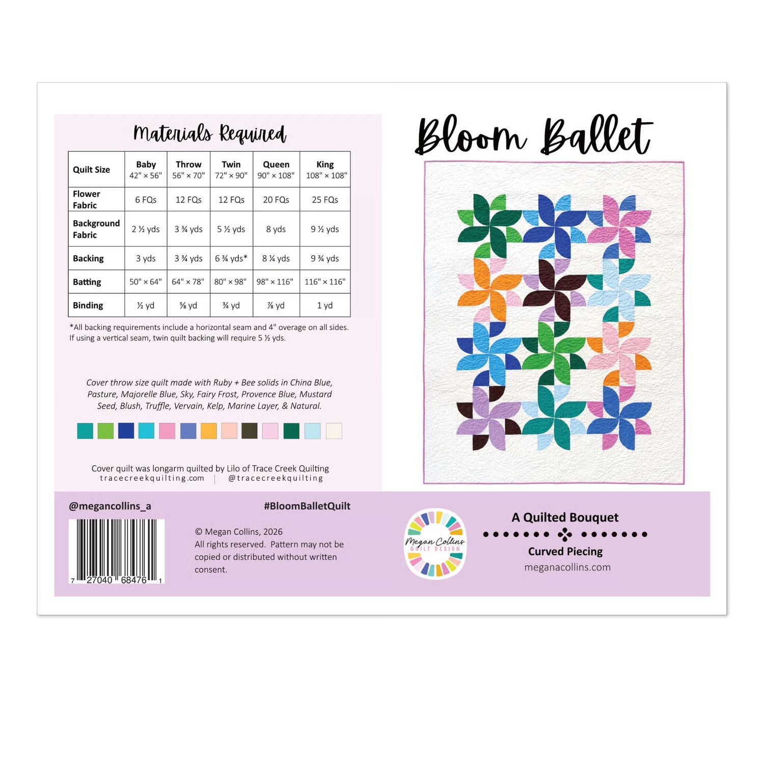Bloom Ballet Quilt Pattern - Megan Collins - Paper Printed Pattern