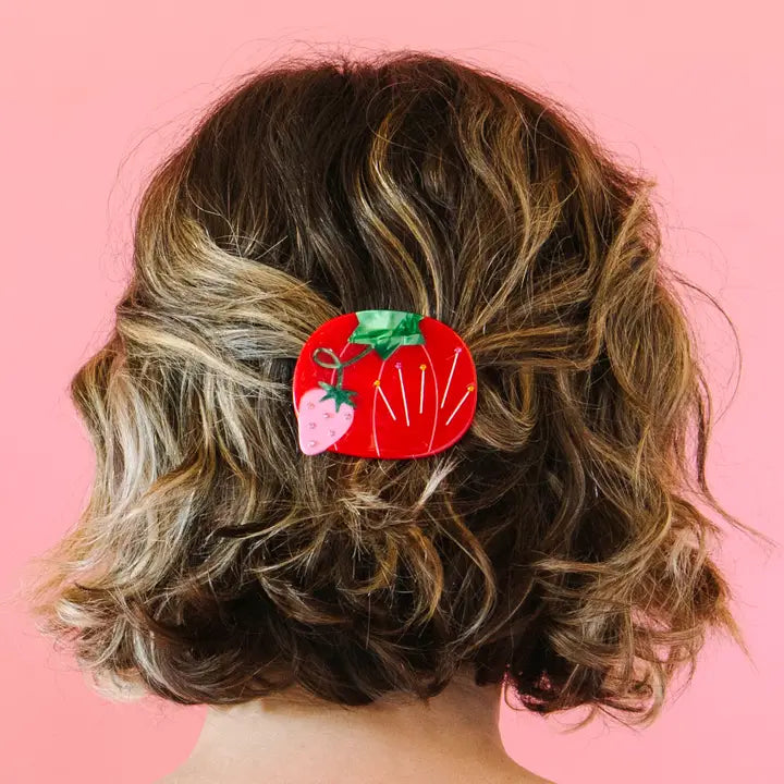 Tomato Pincusion French Barrette Hair Clip
